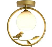 Modern Flush Mount Ceiling Light with Bird Accent Contemporary Farmhouse Close to Ceiling Light with Glass Globe Shade for Hallway Entryway Bedroom Ceiling Lamp(Gold)/D