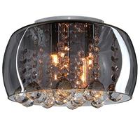 Modern Flush Mount Crystal Ceiling Light Round Glass Ceiling Lamp Shade Smoked Grey H3073