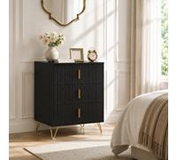 HOMCOM Modern 3 Drawer Dresser with Metal Legs & Steel Handles, Black HOMCOM Black