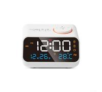 Modern FM Radio Alarm Clock, With LED Display, Time, Temperature & Humidity Monitor, Compact Design For Bedside Table(White)