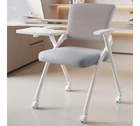 Modern Foldable Office Training Chair with Ergonomic Backrest Portable Padded Accent Chair for Home & Outdoor Use Metal Frame Conference Seating (Gray)