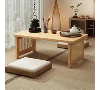 Modern Foldable Plastic Rattan Coffee TableSpaceSaving Low Table with HShaped Reinforced Brace for Balcony & Patio100 cm Design (Natural Finish)