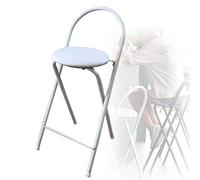 Modern Folding Bar Stool with Footrest Adjustable Counter Height Chair Round PU Padded Kitchen Seat for Adults White 65cm/26inch Stylish and Comfortable Design