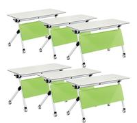 Modern Folding Conference Table 55.1" - Flip Top Training Table with Wheels & Chairs Ideal for Office & Meeting Rooms Includes 6 Seats and Baffles for Enhanced Collaboration