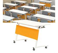 Modern Folding Conference Table Mobile Flip-Top Meeting Desk Quiet Rolling Training Table for Office Classroom Seminar - Versatile & Space-Saving Design