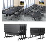 Modern Folding Conference Table with Wheels Stackable Flip Top Training Table for Office Seminar Meeting Classroom - Modular Design 10 Person Capacity 55in Height