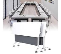 Modern Folding Conference Table withSpaceSaving Mobile Meeting Desk on Lockable WheelsIdeal for Training Centers and Collaborative Rooms
