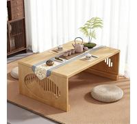 Modern Folding Japanese Floor Table Low Profile Coffee Table for Zen Living Room & Tea Room Simple Design in Yellow (26.4x15.7x11.8in)