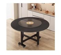 Modern Folding Kitchen Table for Restaurants Round Expandable Dining Table Compact Black 150cm Space-Saving Table for Small Spaces