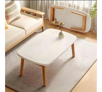 Modern Folding Low Dining Table - Japanese Minimalist Coffee Table for Floor Seating, Spacious Wood Desktop, Ideal for Living Room, Bedroom, Bay Window (White, 80CM/31.5IN)