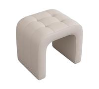 Modern Foot Rest Stool for Home X-Large Cat Scratch Leather Ottoman Arched Design for Living Room Stylish Tea Table Seating (White)