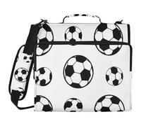 Modern Football Soccer Sport 3 Ringing 1.5 inch Zipper Binder with Handle and Removable Shoulder Strap Multiple Pockets Portfolios Portfolio Organizer for Middle School