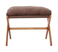 Modern Footstool Black Bamboo Folding Footrest 53x35x36cm with Detachable Thick Cushion & 90kg Capacity, Ergonomic Upholstered Foot Stool for Living Room Sofa and Office Relaxation (Brown)