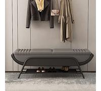 Modern Footstool Shoe Rack Bench with Shelf, Leather Upholstered Entryway, Premium End of Bed Shoe Seat - 80x40x45cm