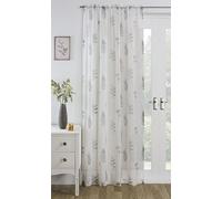 Modern Forest Leaf Printed Slot Top Window Door Single Voile Curtain Panel (Cool Grey, 90" Drop)