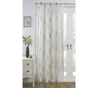 Modern Forest Leaf Printed Slot Top Window Door Single Voile Curtain Panel (Olive Green, 72" Drop)