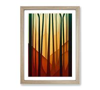 Modern Forest No.1 Abstract Framed Print | A2 Oak Framed Wall Art | Ready to Hang | Abstract Landscape Picture | Living Room Bedroom Lounge Office
