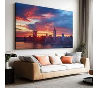 Modern Framed Canvas Wall Art 100 x 70 cm, New York Skyline Empire State Building Sunset Artwork Wall Canvas Pictures Decorations Wall Painting, Art Prints for Bedroom Office Living Room
