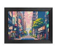 Modern Framed Canvas Wall Art - Classic European Style, Vintage Artwork Prints Ready to Hang Wall Decor, Japanese Streets Art Print for Living Room Hallway Decor, 16x12inch(40x30cm)