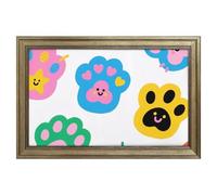 Modern Framed Canvas Wall Art - Classic European Style, Vintage Artwork Prints Ready to Hang Wall Decor, Colorful Doodle Cute Paw Print Art Print for Living Room Hallway Decor 18x12inch(45x30cm)
