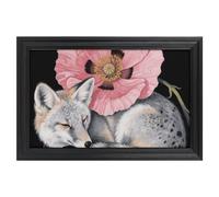 Modern Framed Canvas Wall Art - Classic European Style, Vintage Artwork Prints Ready to Hang Wall Decor, Fox Flower Art Print for Living Room Hallway Decor 24x16inch(60x40cm)