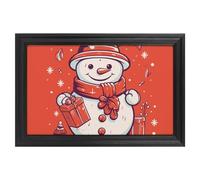 Modern Framed Canvas Wall Art - Classic European Style, Vintage Artwork Prints Ready to Hang Wall Decor, Snowman Brings Gifts Art Print for Living Room Hallway Decor, 24x16inch(60x40cm)