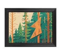 Modern Framed Canvas Wall Art - Classic European Style, Vintage Artwork Prints Ready to Hang Wall Decor, Mountain Fir Forest Art Print for Living Room Hallway Decor, 16x12inch(40x30cm)