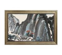 Modern Framed Canvas Wall Art - Classic European Style, Vintage Artwork Prints Ready to Hang Wall Decor, Chinese Landscape Painting Art Print for Living Room Hallway Decor, 24x16inch(60x40cm)