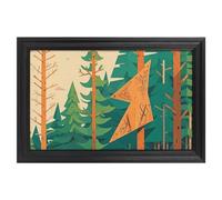 Modern Framed Canvas Wall Art - Classic European Style, Vintage Artwork Prints Ready to Hang Wall Decor, Mountain Fir Forest Art Print for Living Room Hallway Decor, 24x16inch(60x40cm)