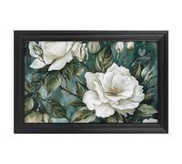 Modern Framed Canvas Wall Art - Classic European Style, Vintage Artwork Prints Ready to Hang Wall Decor, Roses And Green Leaves Art Print for Living Room Hallway Decor, 24x16inch(60x40cm)