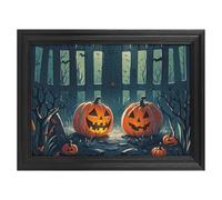 Modern Framed Canvas Wall Art - Classic European Style, Vintage Artwork Prints Ready to Hang Wall Decor, Halloween Pumpkins Art Print for Living Room Hallway Decor, 16x12inch(40x30cm)