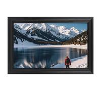 Modern Framed Canvas Wall Art - Classic European Style, Vintage Artwork Prints Ready to Hang Wall Decor, People Cross Lakes Art Print for Living Room Hallway Decor, 24x16inch(60x40cm)