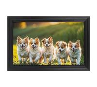 Modern Framed Canvas Wall Art - Classic European Style, Vintage Artwork Prints Ready to Hang Wall Decor, Happy Little Dog Art Print for Living Room Hallway Decor, 18x12inch(45x30cm)