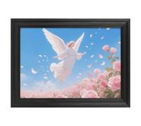 Modern Framed Canvas Wall Art - Classic European Style, Vintage Artwork Prints Ready to Hang Wall Decor, Angel And Roses Art Print for Living Room Hallway Decor, 16x12inch(40x30cm)