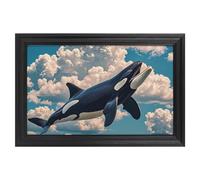 Modern Framed Canvas Wall Art - Classic European Style, Vintage Artwork Prints Ready to Hang Wall Decor, Orcas in The Sky And Clouds Art Print for Living Room Hallway Decor, 18x12inch(45x30cm)