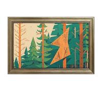 Modern Framed Canvas Wall Art - Classic European Style, Vintage Artwork Prints Ready to Hang Wall Decor, Mountain Fir Forest Art Print for Living Room Hallway Decor, 24x16inch(60x40cm)