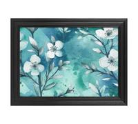 Modern Framed Canvas Wall Art - Classic European Style, Vintage Artwork Prints Ready to Hang Wall Decor, White Hand Drawn Flowers Art Print for Living Room Hallway Decor, 16x12inch(40x30cm)