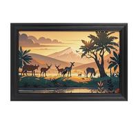 Modern Framed Canvas Wall Art - Classic European Style, Vintage Artwork Prints Ready to Hang Wall Decor, Wildlife Family Art Print for Living Room Hallway Decor, 24x16inch(60x40cm)