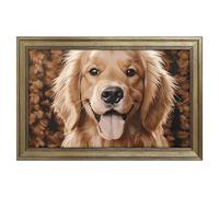 Modern Framed Canvas Wall Art - Classic European Style, Vintage Artwork Prints Ready to Hang Wall Decor, Cute Golden Retriever Art Print for Living Room Hallway Decor 18x12inch(45x30cm)