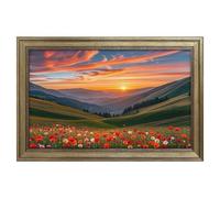 Modern Framed Canvas Wall Art - Classic European Style, Vintage Artwork Prints Ready to Hang Wall Decor, Cloud Garden at Sunset Art Print for Living Room Hallway Decor, 18x12inch(45x30cm)