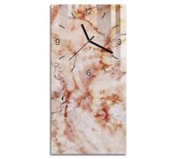 Modern Frameless Glass Wall Clock 30x60 cm | Black Hands | Rectangular | The elegance of marble | Frameless Design | Silent Non Ticking | Battery Powered Movement | For Bedroom, Kitchen, Living Room