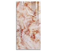 Modern Frameless Glass Wall Clock 30x60 cm | White Hands | Rectangular | The elegance of marble | Frameless Design | Silent Non Ticking | Battery Powered Movement | For Bedroom, Kitchen, Living Room
