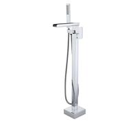 Modern Freestanding Bath Tap with Handheld Shower Head Floor Mounted Brass Black (Chrome Finish)