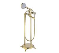 Modern Freestanding Bathtub Faucet RTF0544 Floor Mount Tub Filler with Innovative Crystal Handles High Flow Bath Shower Faucets 3 Modes Hand Shower 59A Brass Construction