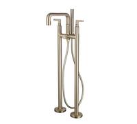 Modern Freestanding Brass Bathtub Faucet High Flow Double Column Design Includes Handheld Shower MixerStylish d Bathroom Fixture