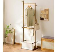 Modern Freestanding Coat Rack with Storage Space for Hallways and Entrances, Stable Wooden Mobile Hanging Stand C,20x13x62inch