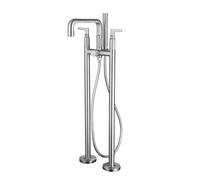 Modern Freestanding Double Column Brass Bathtub Faucet High Flow with Handheld Shower Mixer (Chrome) Luxury Bathroom Upgrade