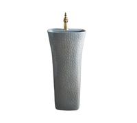 Modern Freestanding Wash Basin Outdoor Ceramic Pedestal Sink with Faucet and Drain Kit Vanity