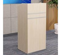 Modern Front Desk Reception Counter with Lockable Drawers Cashier Bar Receptionist Desk for Beauty Salon Clothing Store and Small Business (Wood Single)