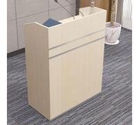 Modern Front Desk Reception Counter with Lockable Drawers Stylish Cashier Bar Desk for Beauty Salons Clothing Stores & Small Businesses Wood Design (Double)